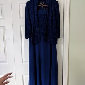 Cobalt Blue Formal Gown with Sequinned Jacket
